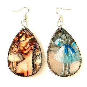 Artistic Degas Teardrop Earrings with Dancer Motif
